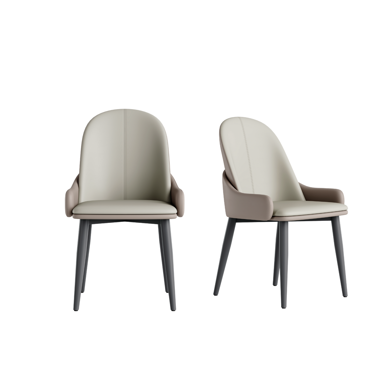 2-Pack Grey PVC Dining Chairs with Full Surround Protective Side Guards