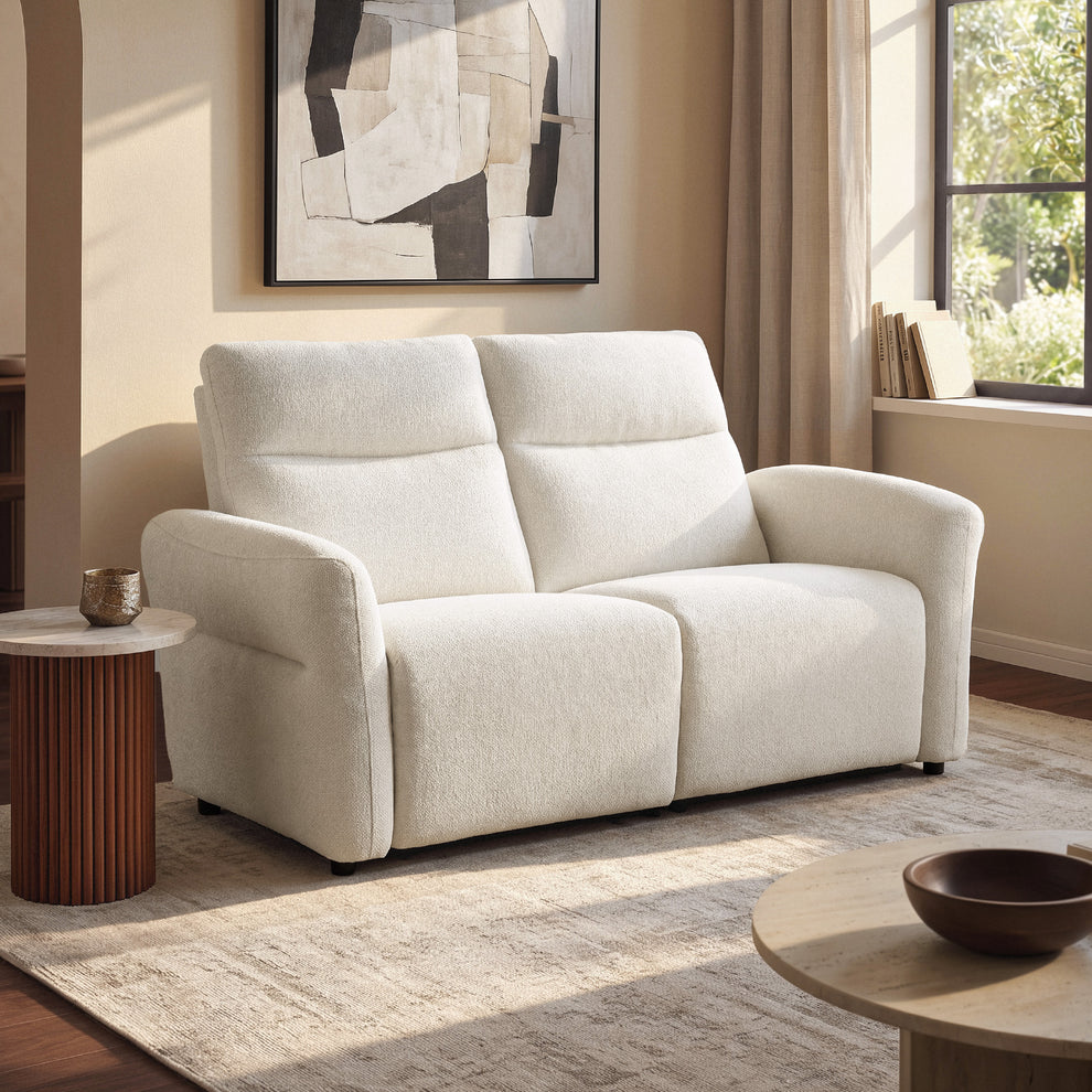 Linnea 69" Beige Textured Fabric Manual Reclining Loveseat Sofa