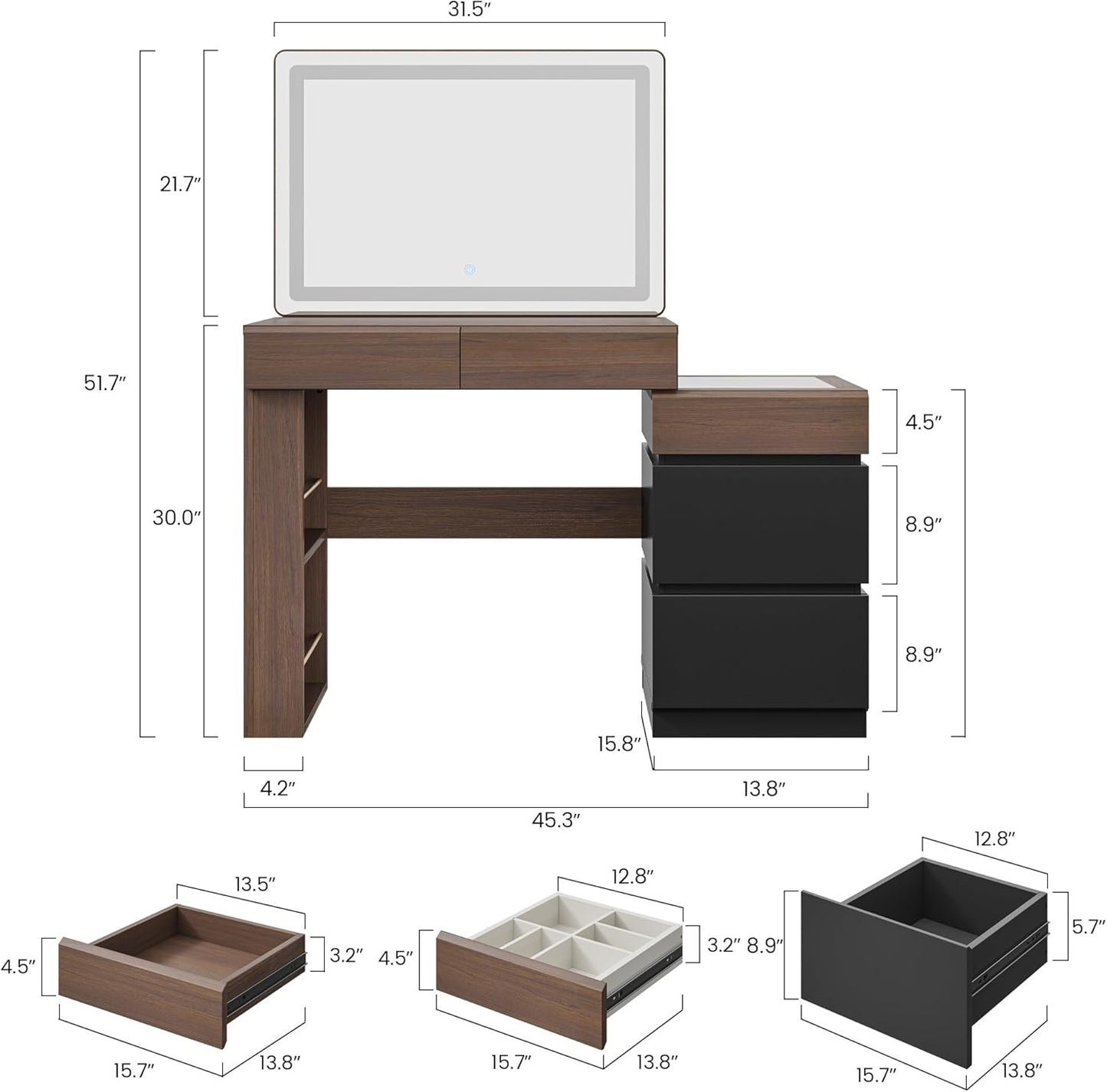 Whisper Series Compact Vanity with LED & Power