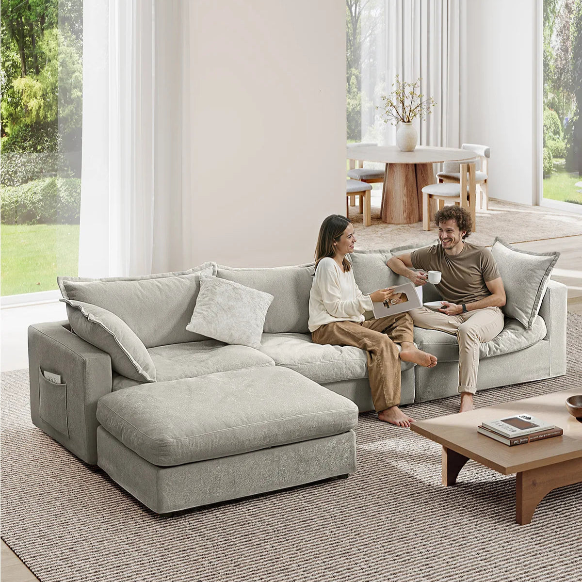 Silas 3-Seat Mist Sectional Sofa