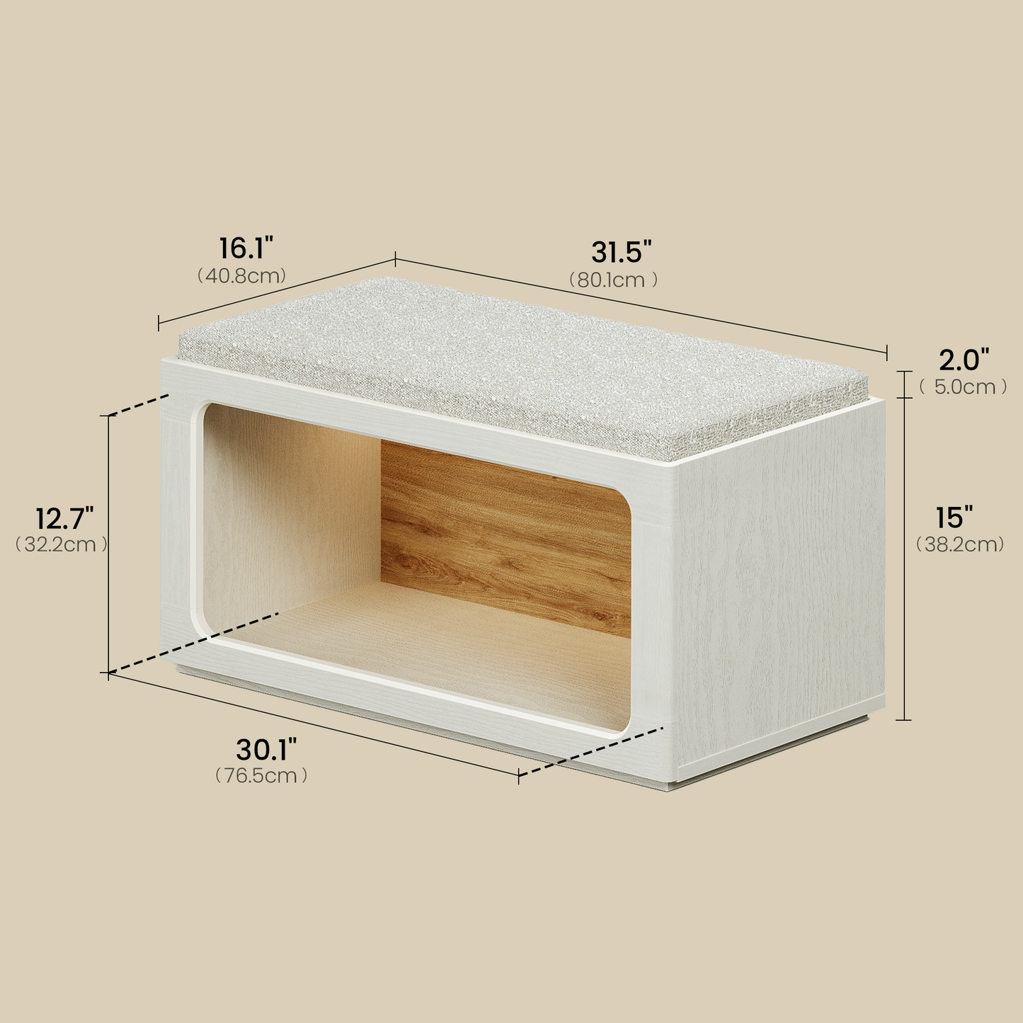 FlexMod 31.5" Modular Entryway Shoe Bench with 3-Color LED Light & Cushioned Seat