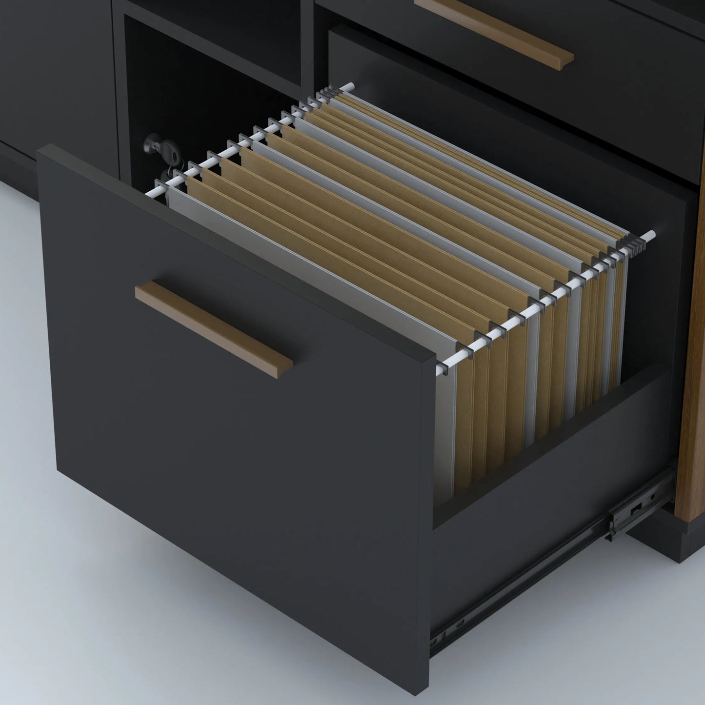 Soren 4-Drawer Wood Walnut Storage File Cabinet