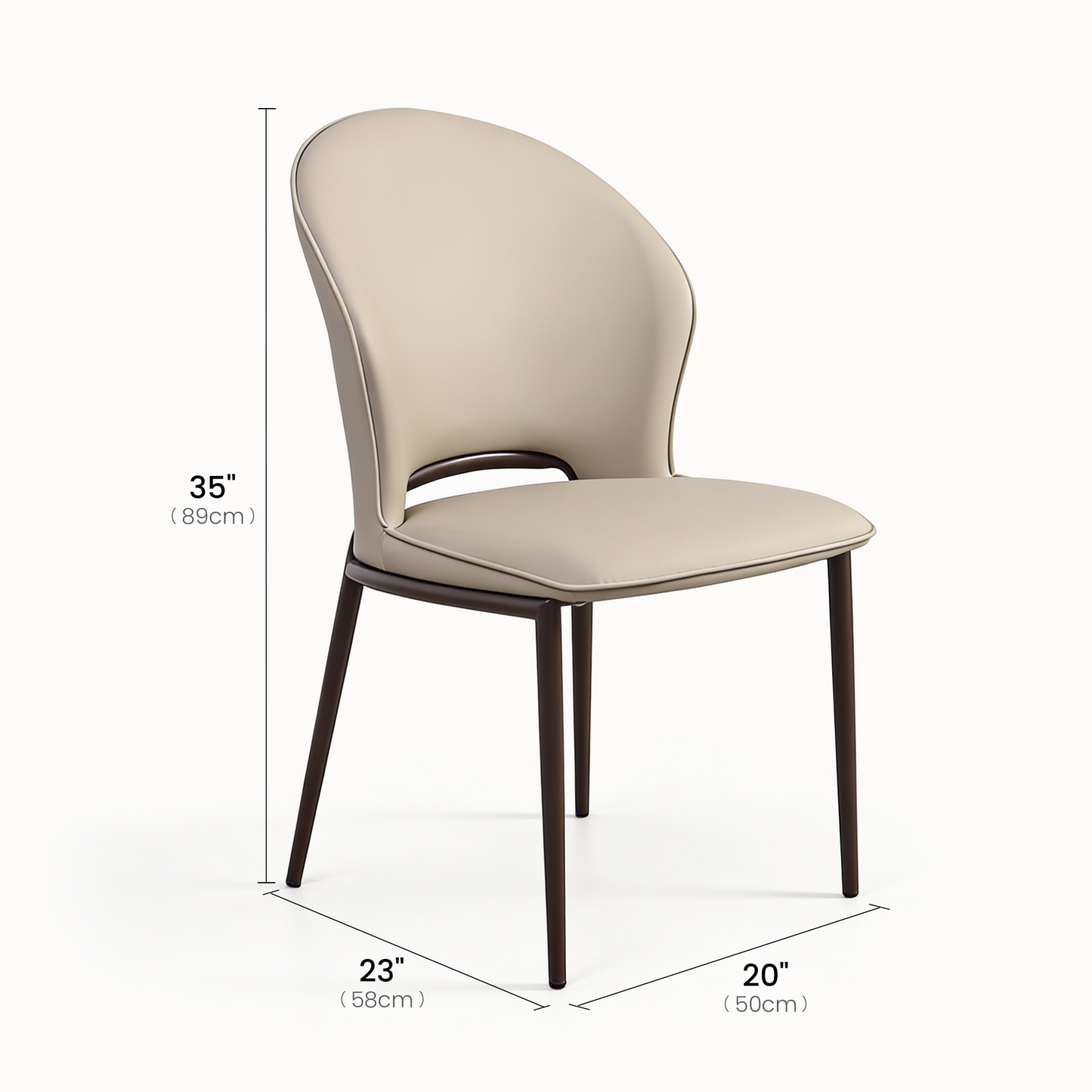 2Pack Beige Modern Upholstered PU Leather Dining Chairs