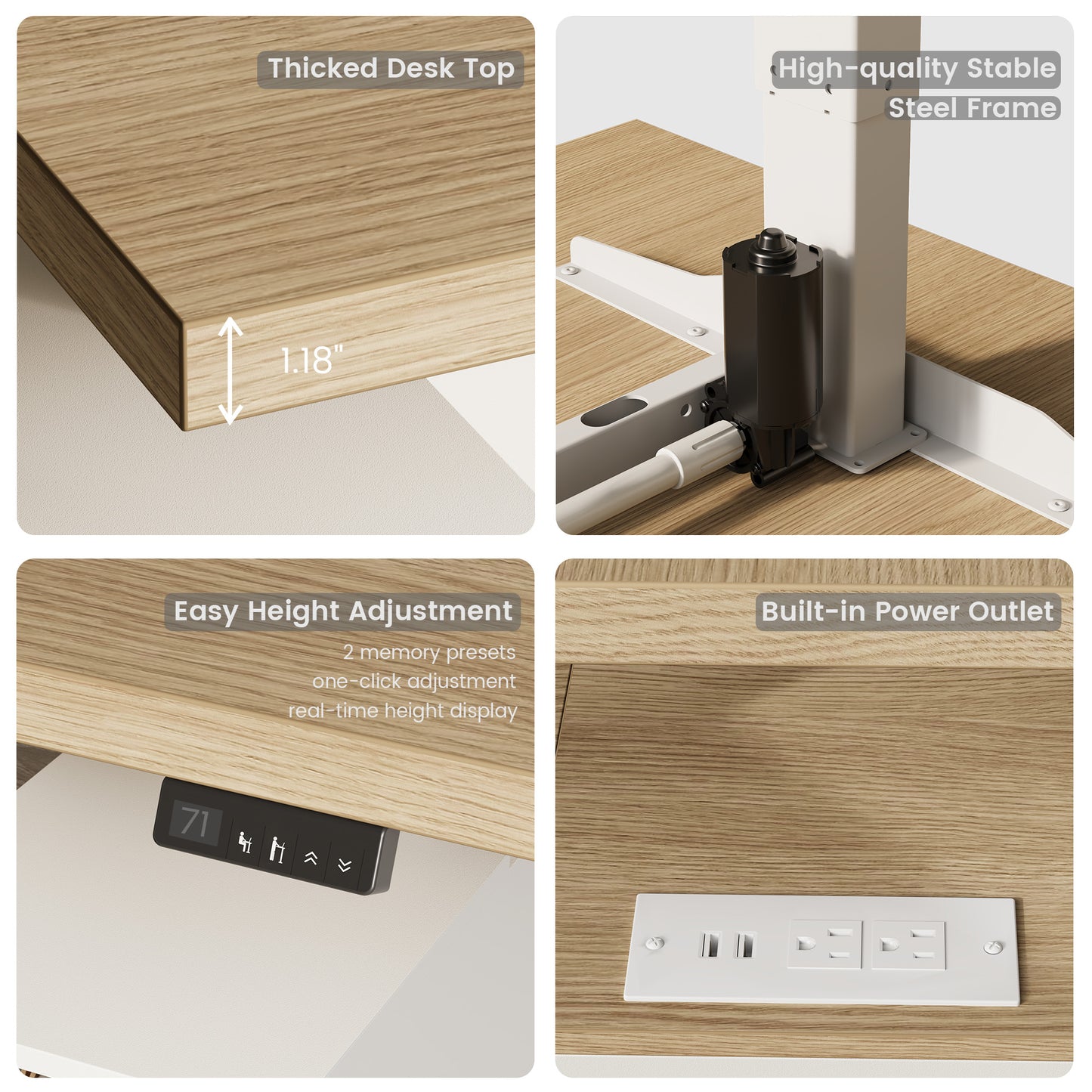 Soren 71" Height-Adjustable Natural Standing Desk