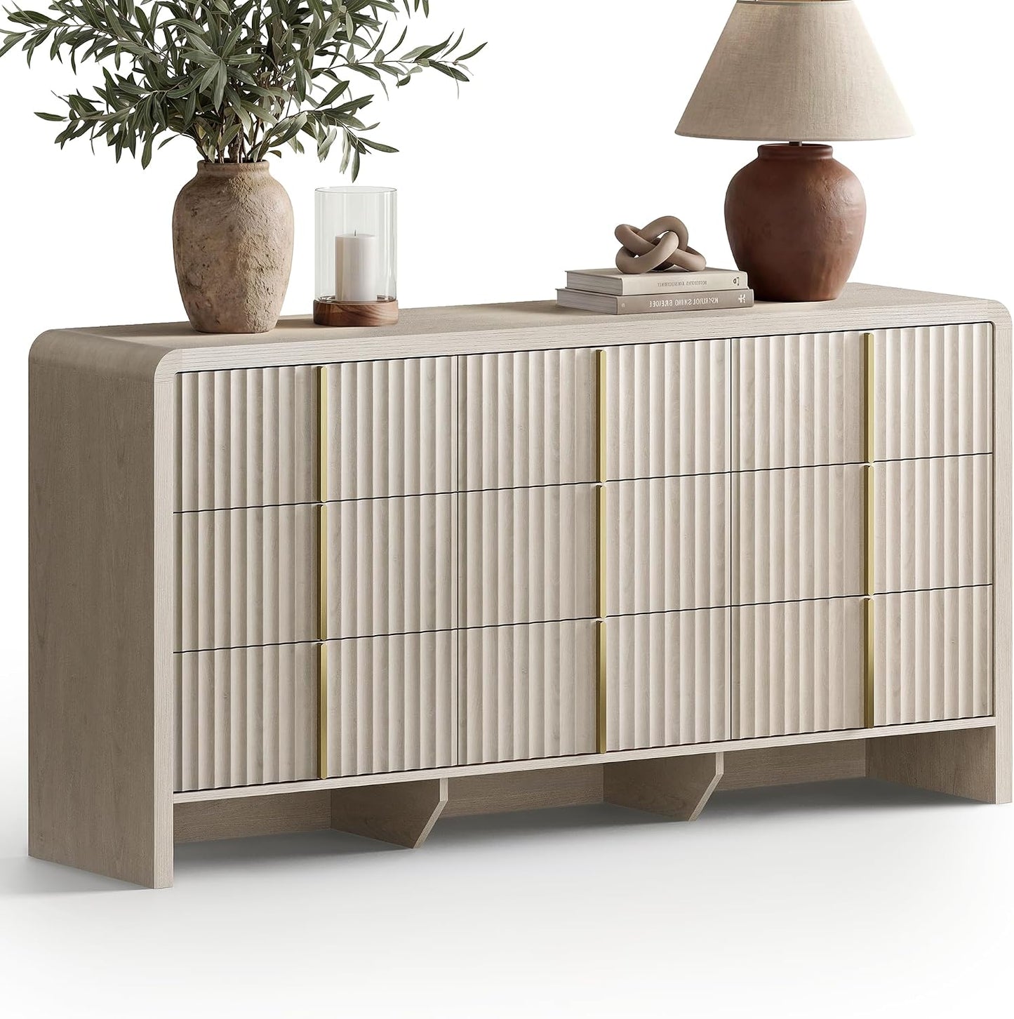 Caly 64.2" Modern Fluted 9 Drawer Dresser Clothes Storage Cabinet