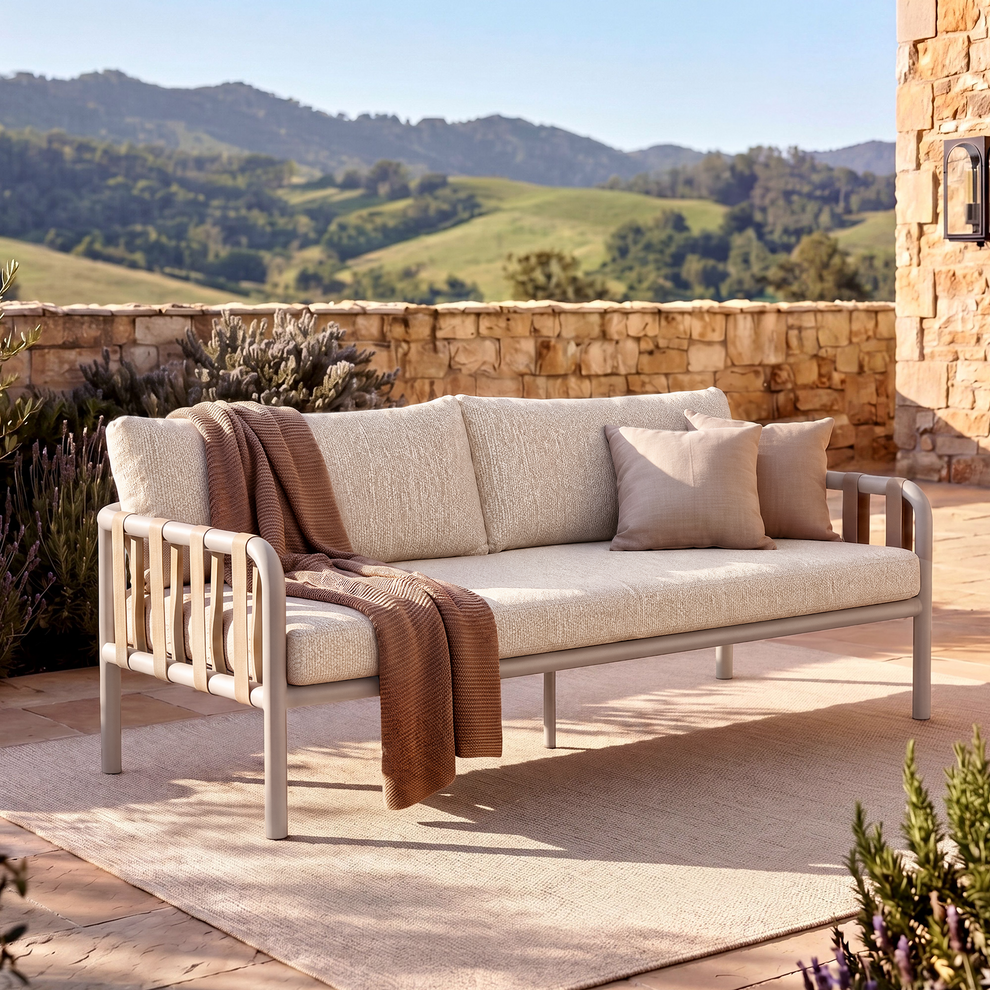 70.9" Outdoor Bold Tube Webbing Loveseat for Garden, Balcony & Yard