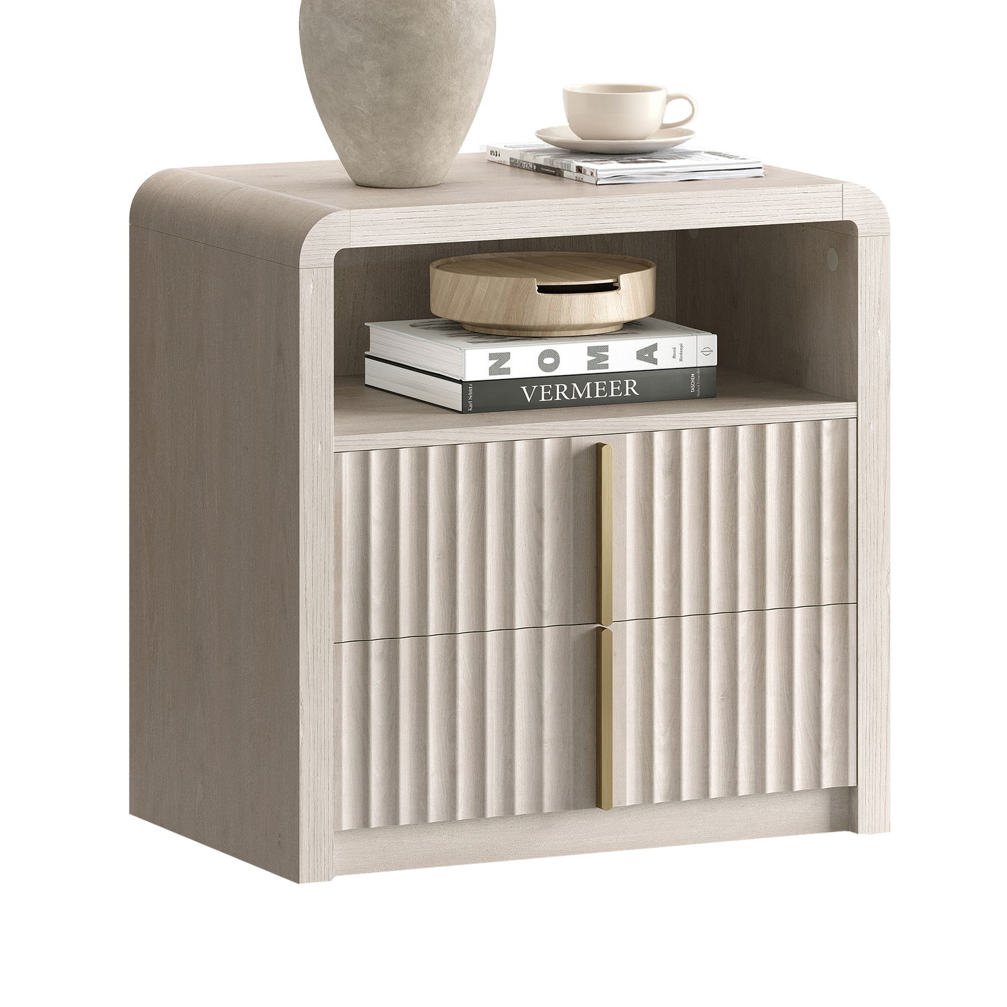 White fluted cabinet shown on a plain background
