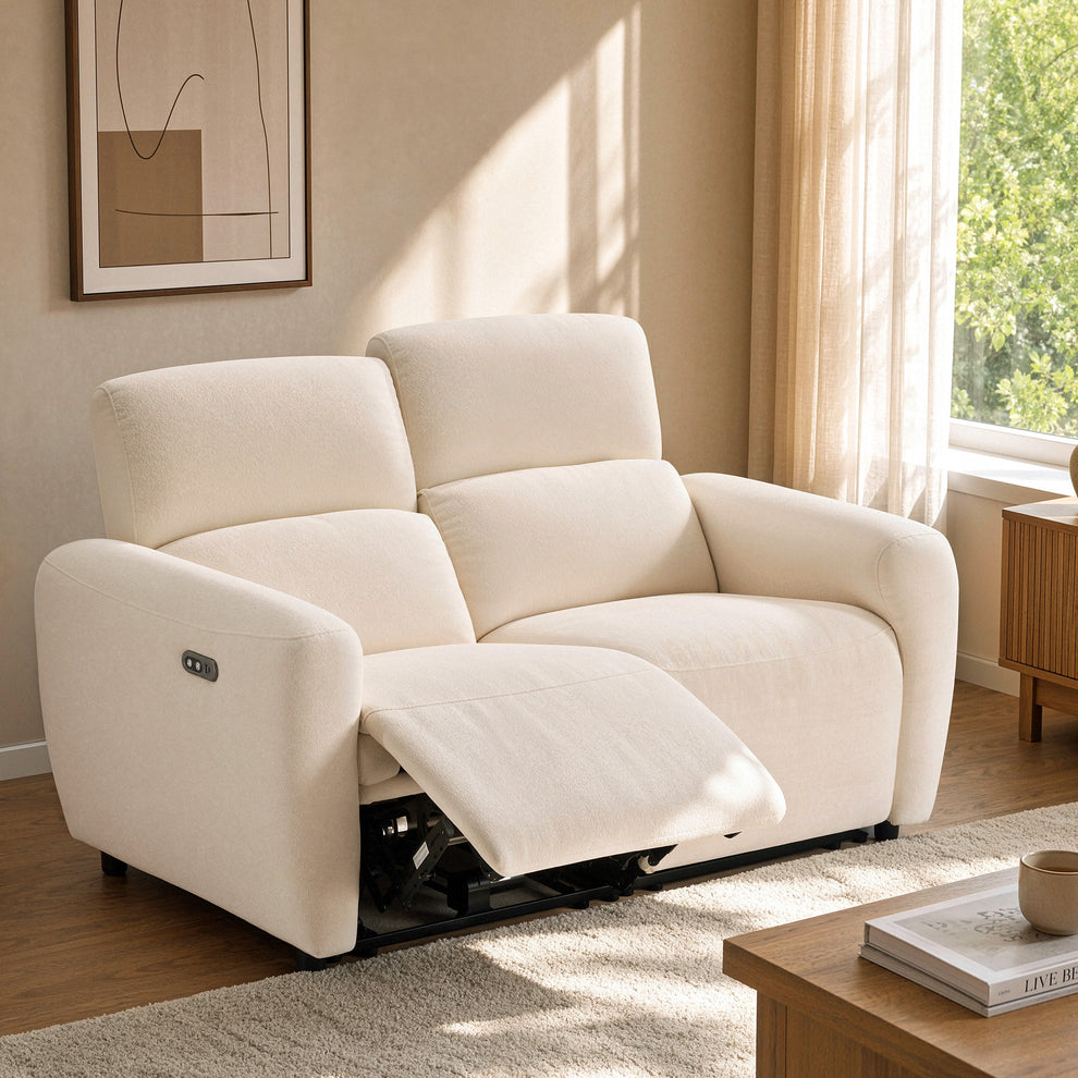 Cirrus 59" Beige Zero Gravity Power Reclining Loveseat Sofa with USB & Type-C