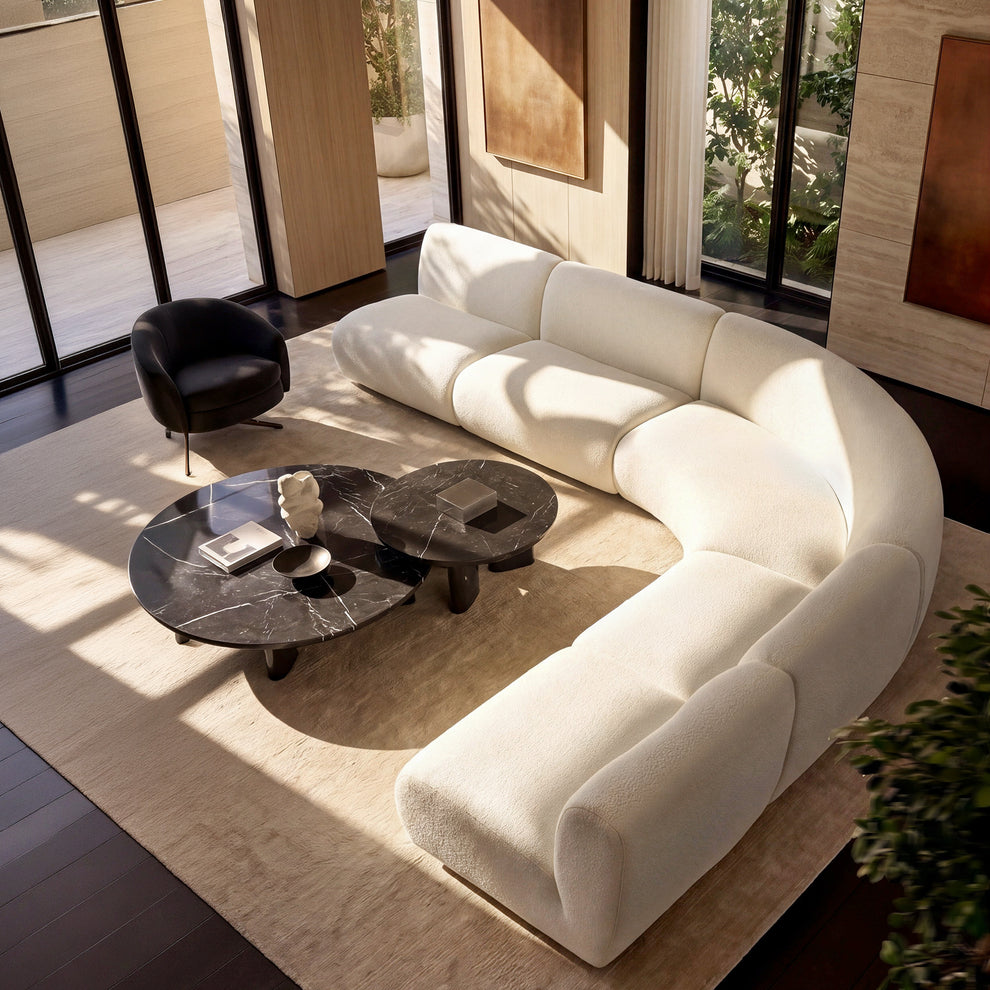 Cloud Modular Sectional Sofa - Ivory White Chenille L-Shaped 4 Seater, 68.5 Wide