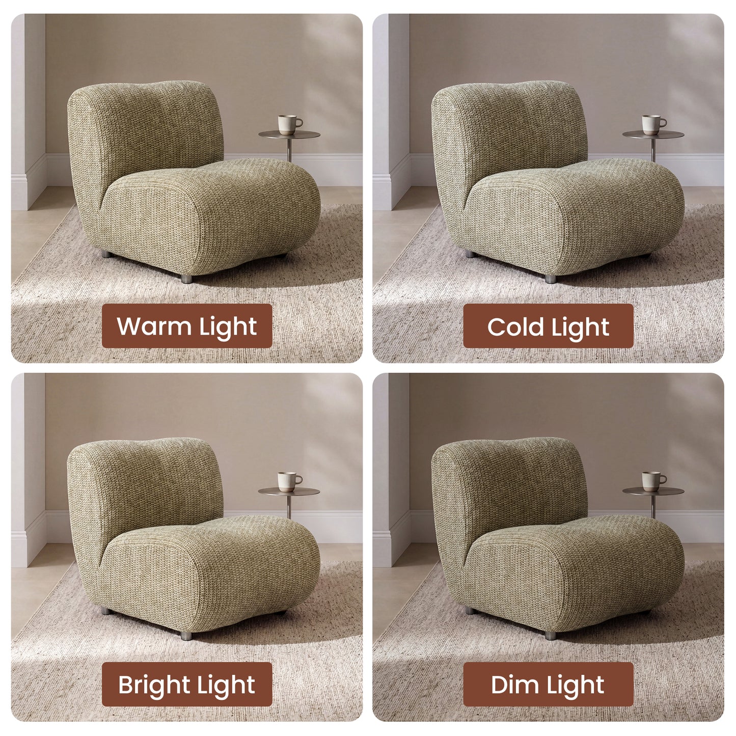 Cloud Modular Sofa - Olive Green Chenille Armless Lounge Chair, 31.7 Wide