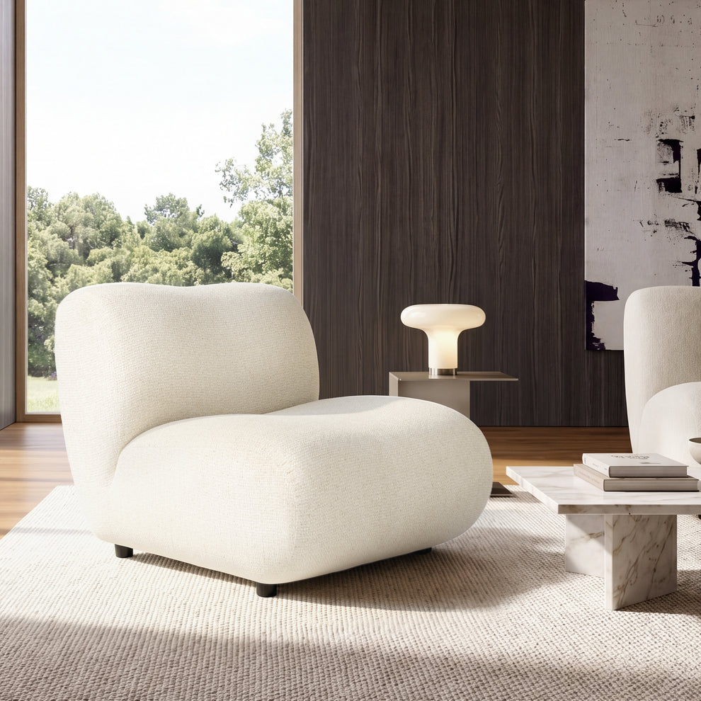 Cloud Modular Sofa - Ivory White Chenille Armless Lounge Chair, 31.7" Wide