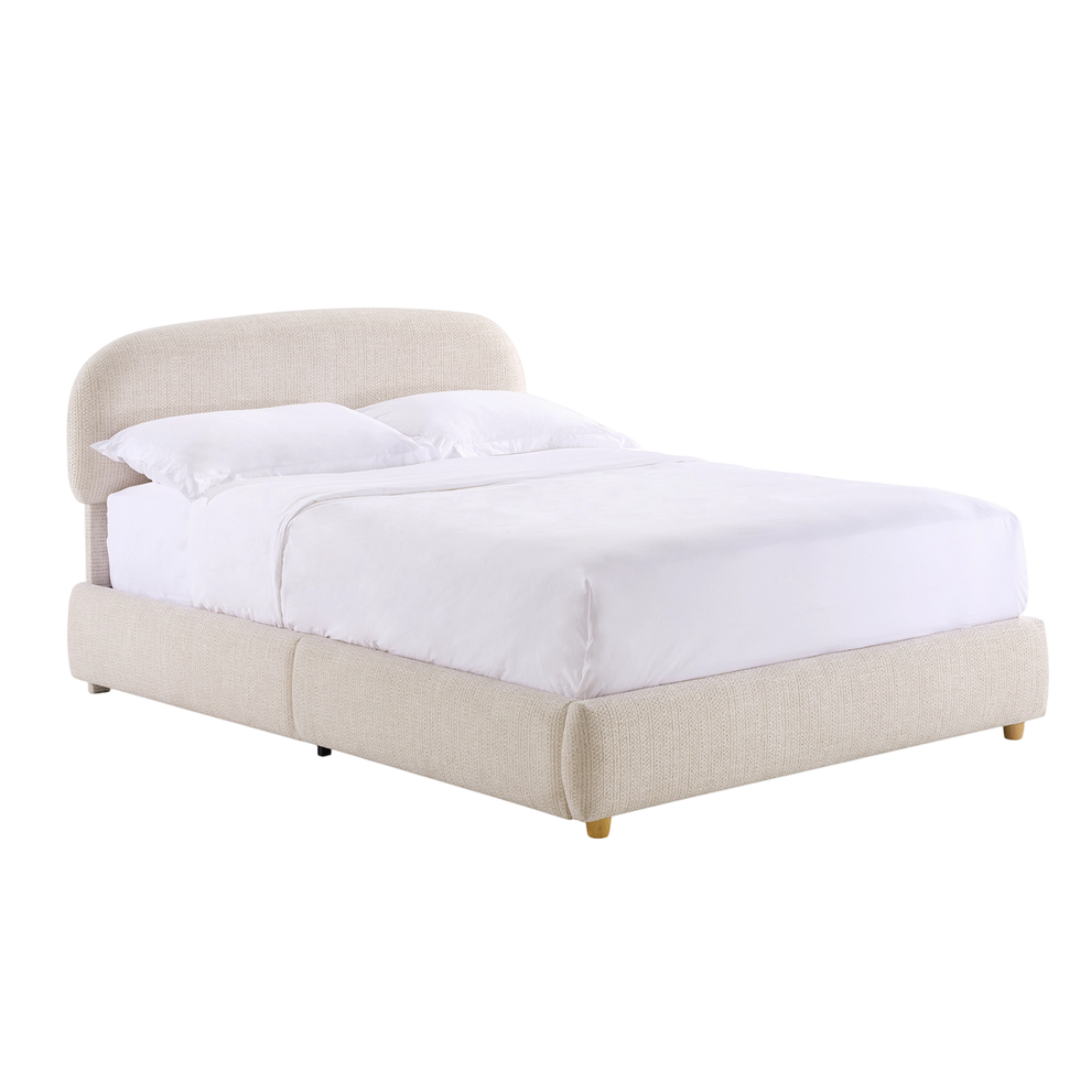 Elara Queen Lift-Up Storage Bed Frame with Adjustable Headboard, Beige