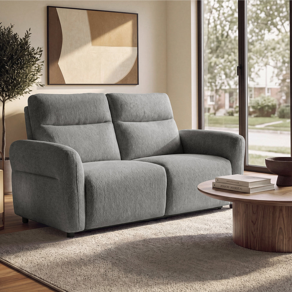 Linnea 69" Gray Textured Fabric Manual Reclining Loveseat Sofa