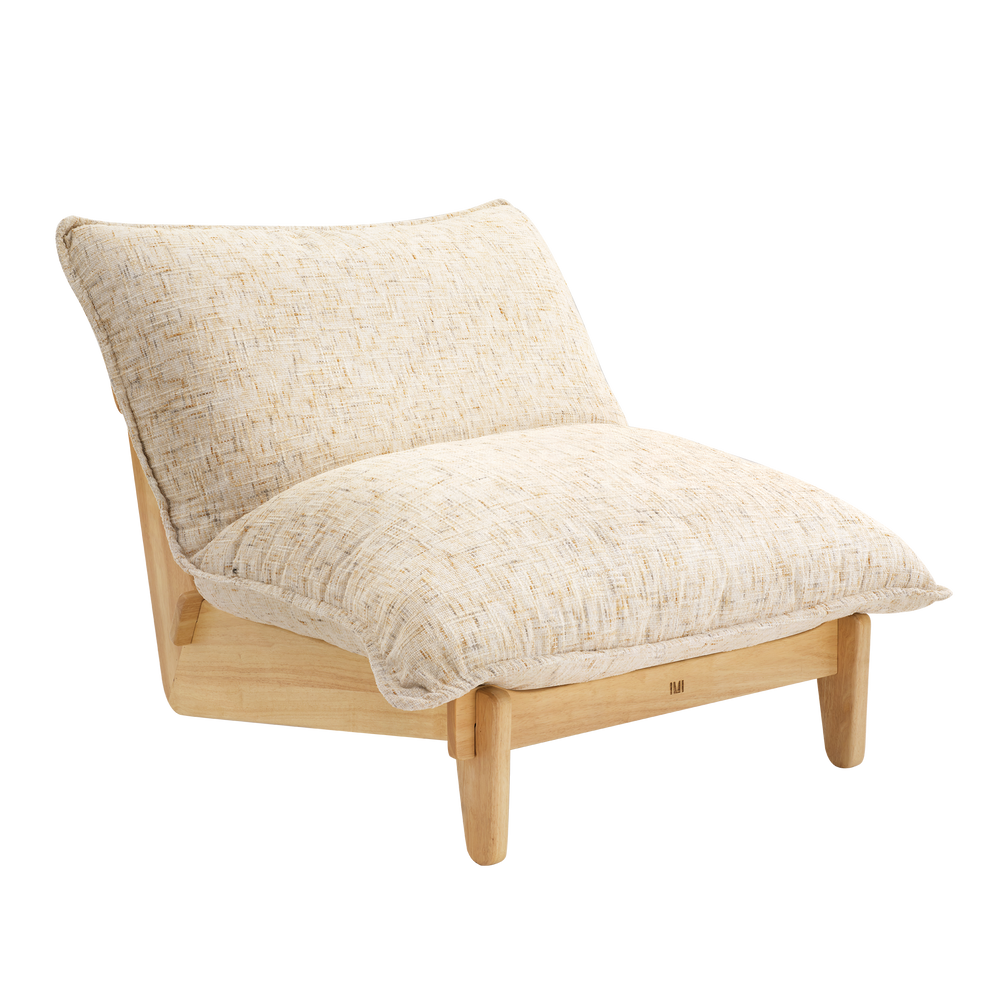 Lounge Chair, Oversized 1.5-Seater Chenille Cloud Chair with Solid Wood Base-Llia,Sandstone Beige