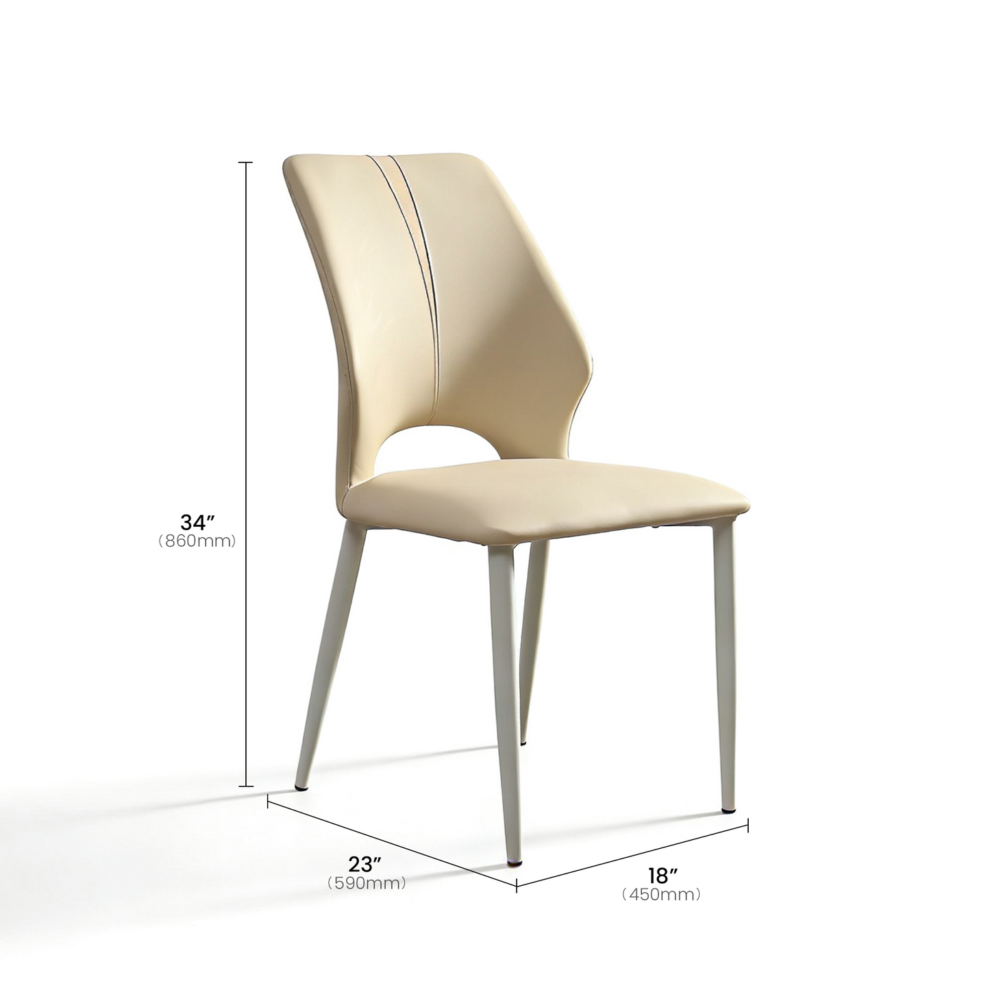 Modern Light Luxury PU Leather Dining Chairs Set 2Pcs,Beige