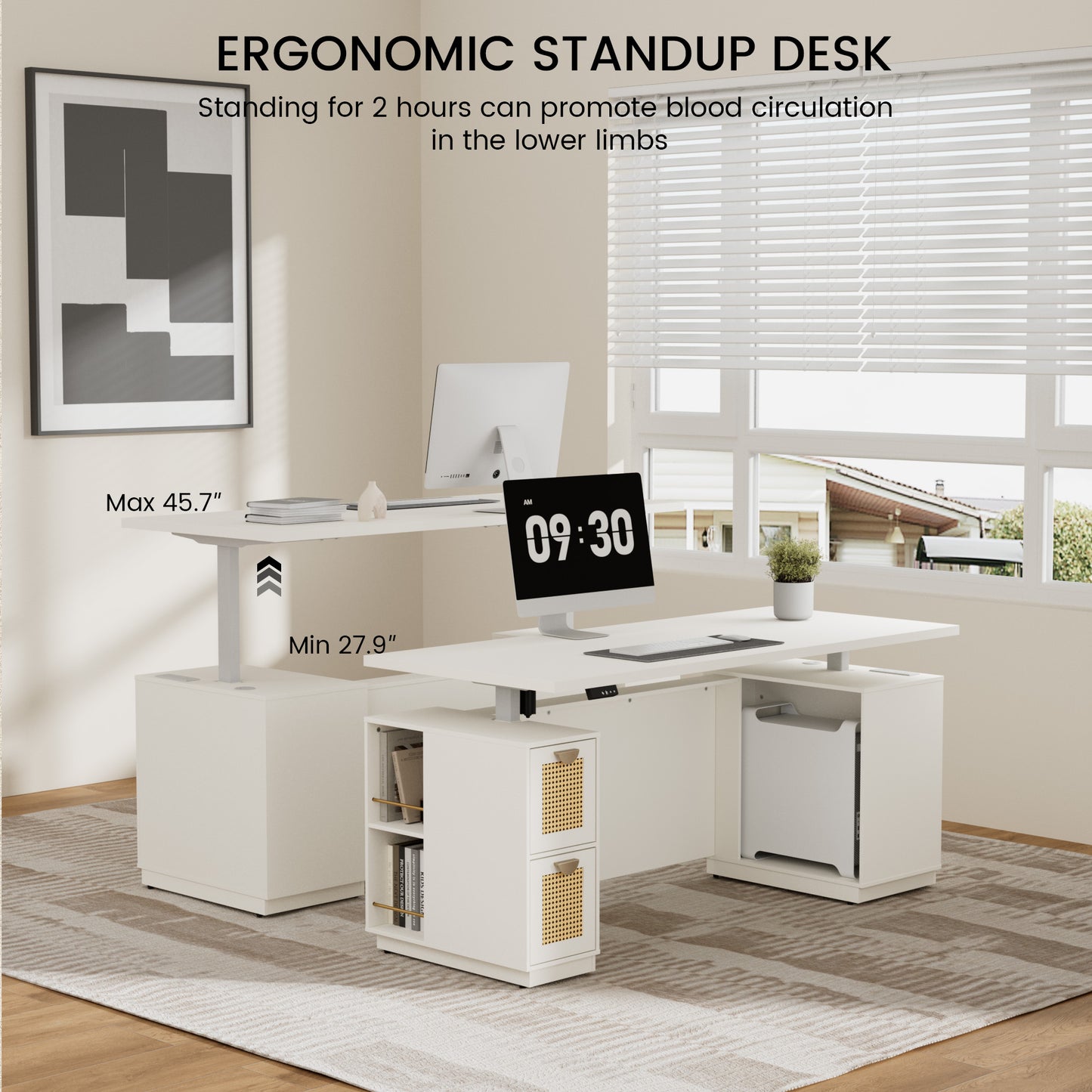 Soren 71" Height-Adjustable White Standing Desk