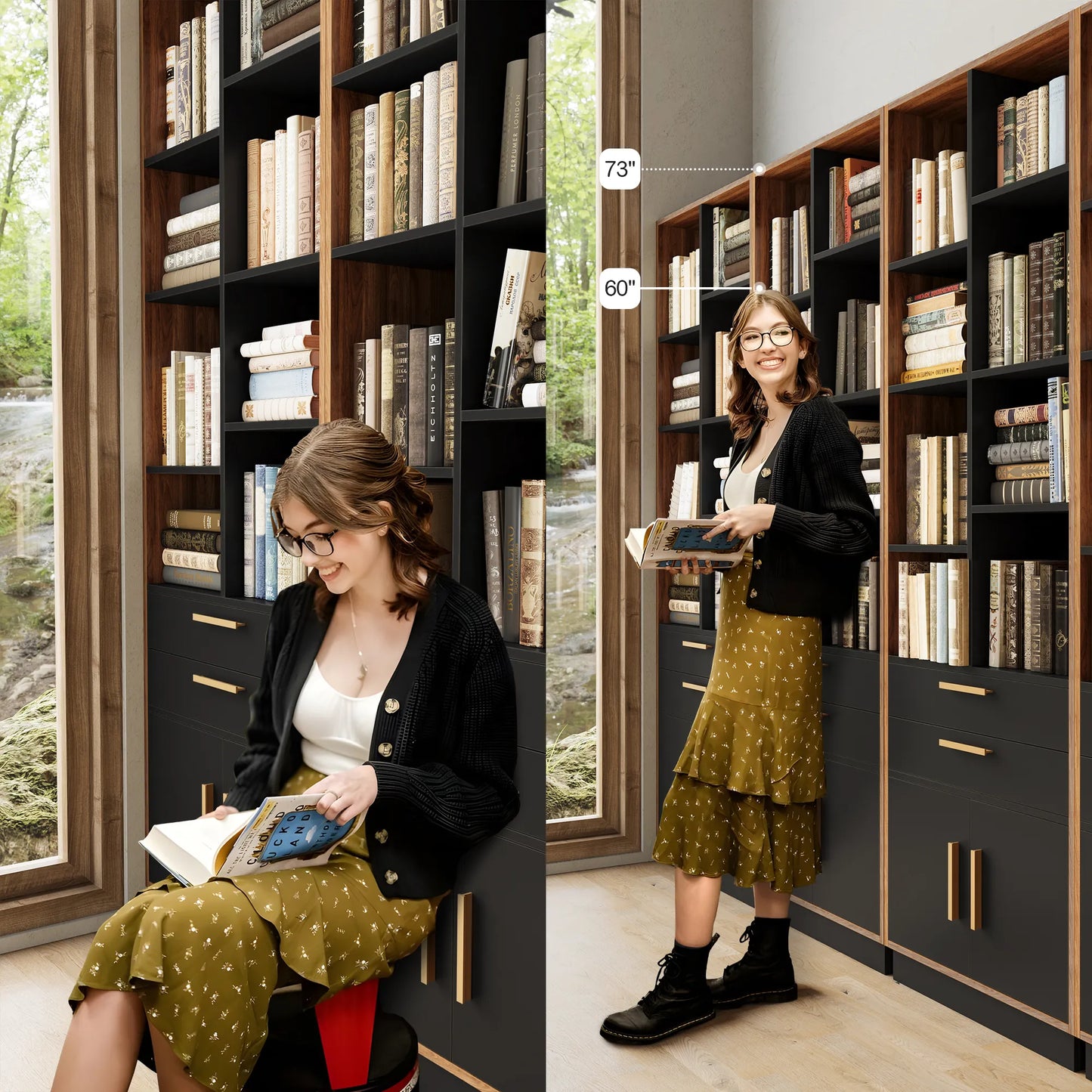 Soren 73" Wood Walnut Bookcase