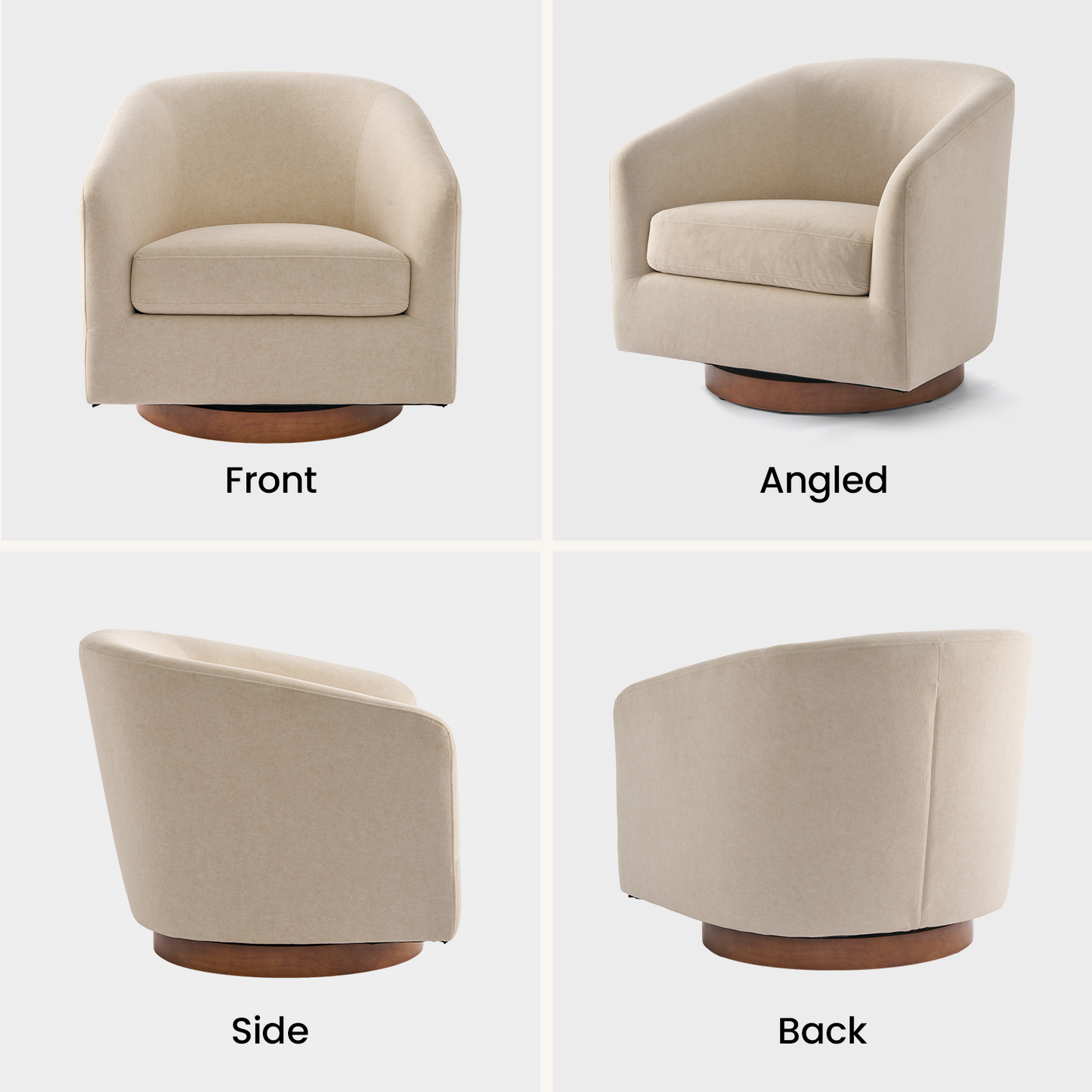 Swivel Accent Chair 360° Living Room Armchair Comfy Reading Chair Bedroom