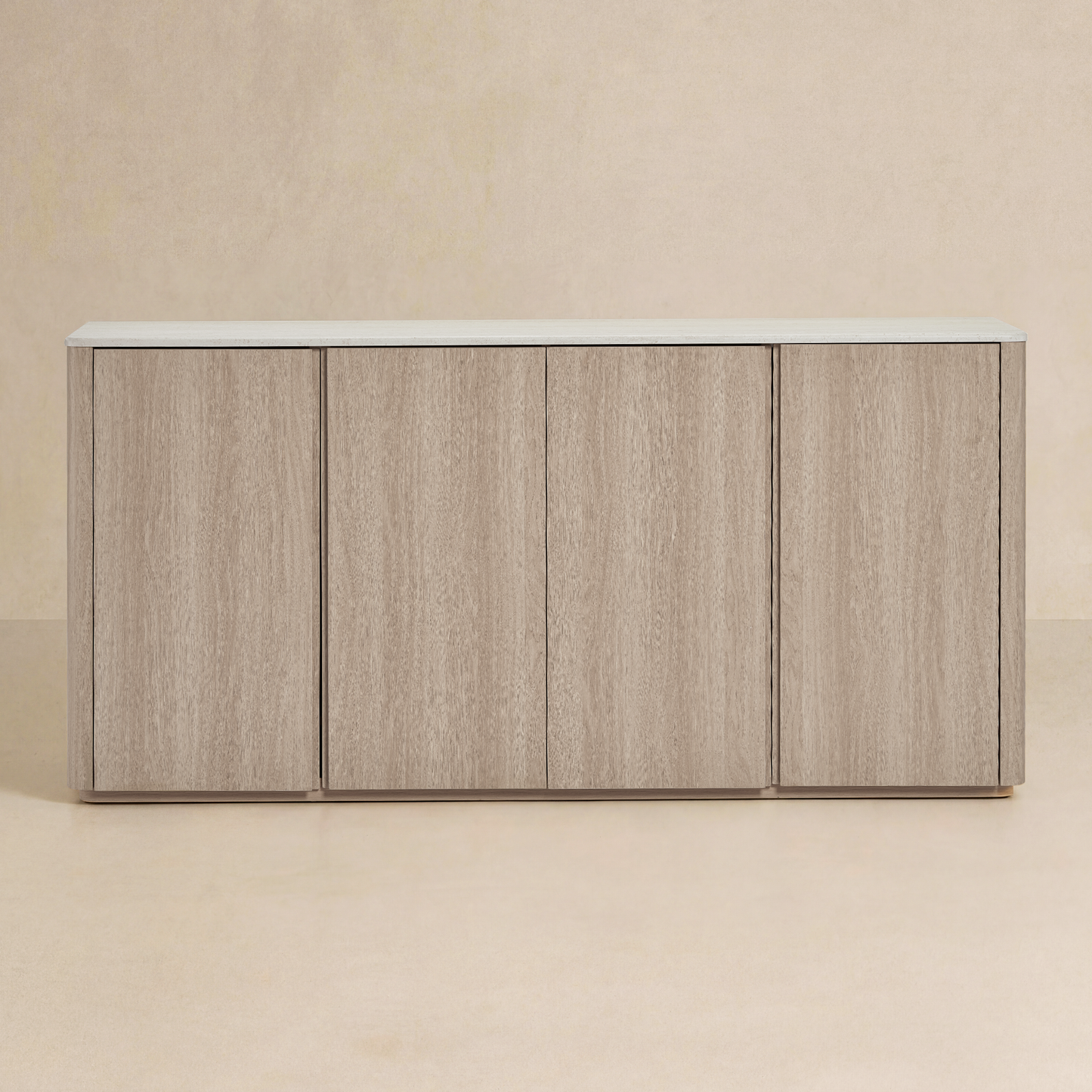 Travertine Grey 4-Door Handleless Soft-Close Sideboard