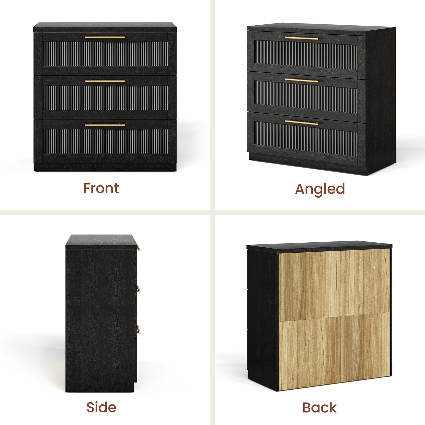 Harmo Block 3-Drawer Dresser with Wave Panel