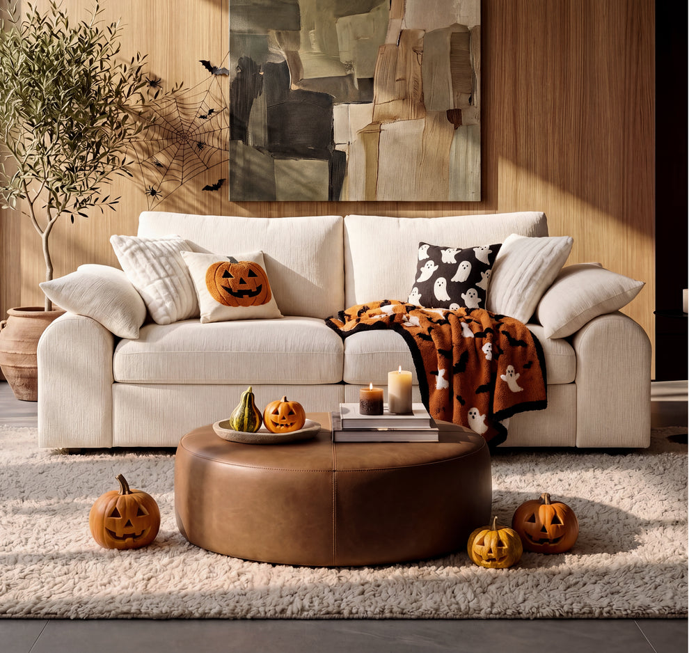 Rialto Modular Chenille Loveseat Sofa with Curved Armrests,Beige