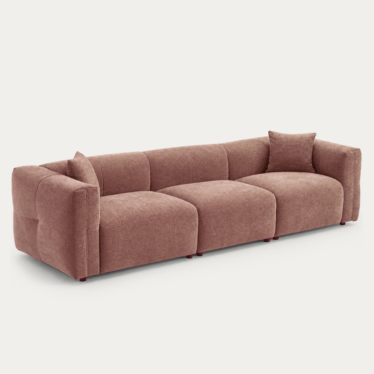 Pink Velvet 3-Seater Sofa | Modern Italian Modular Couch
