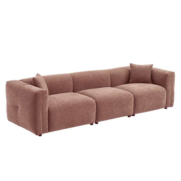 Pink Velvet 3-Seater Sofa | Modern Italian Modular Couch