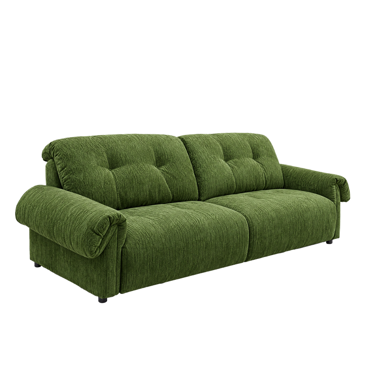 112.2" Cloud Sofa, Modern Italian Chenille Couch with Pillow Arms, Deep Seats & Down-Blend Cushions, Olive Green