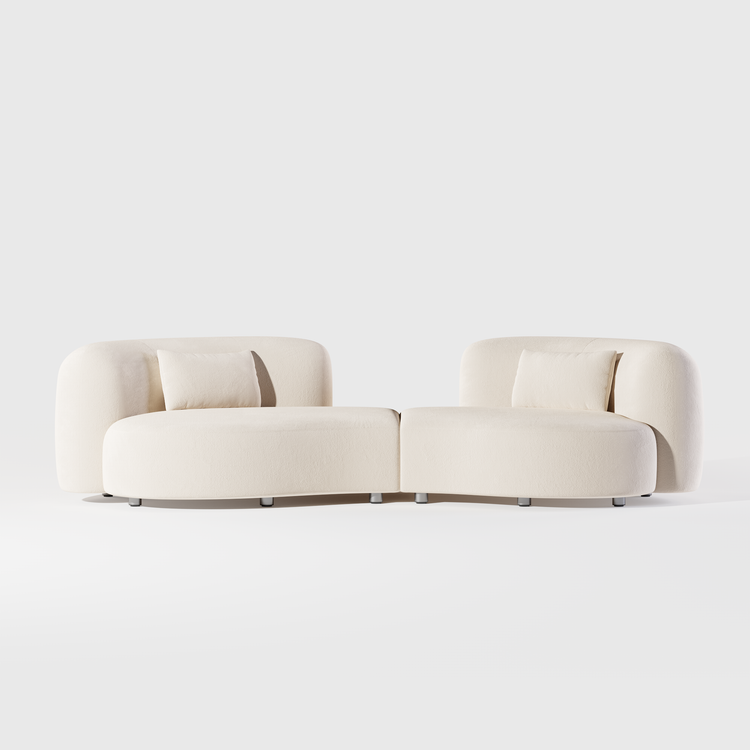 [Pre-Sale]  Space Capsule Curved Sofa, Modern 2-Seater Chenille Loveseat with High-Resilience Foam,Cream