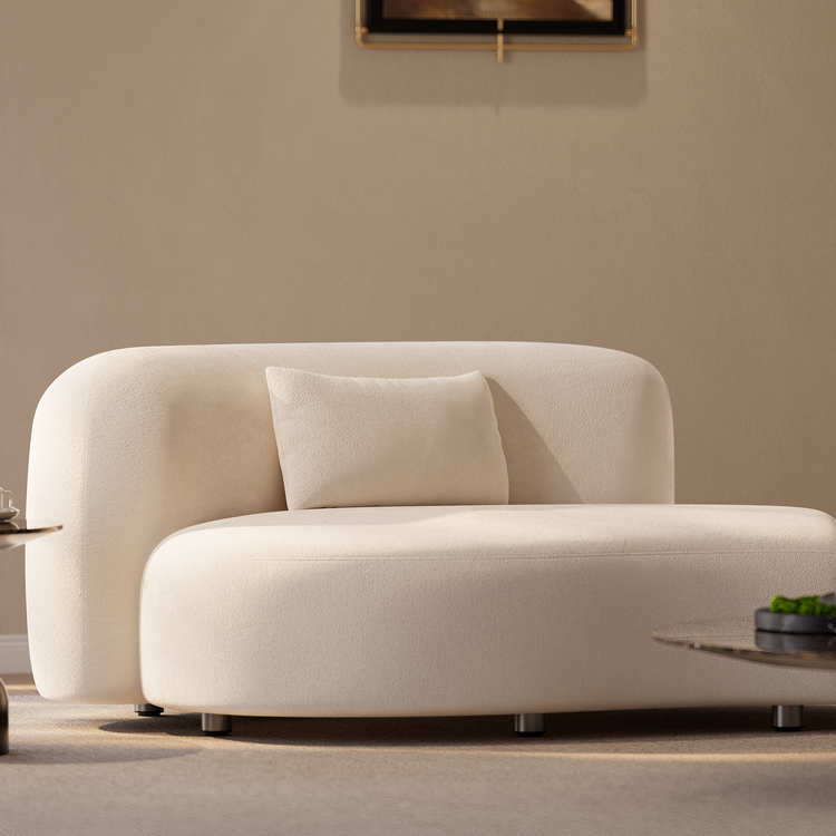 [Pre-Sale]  Space Capsule Curved Sofa, Modern 2-Seater Chenille Loveseat with High-Resilience Foam,Cream