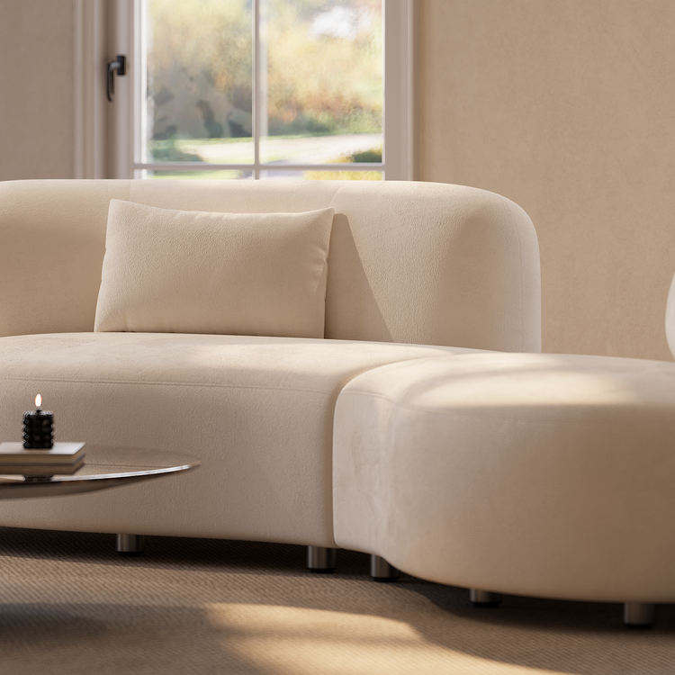 [Pre-Sale]  Space Capsule Curved Sofa, Modern 2-Seater Chenille Loveseat with High-Resilience Foam,Cream