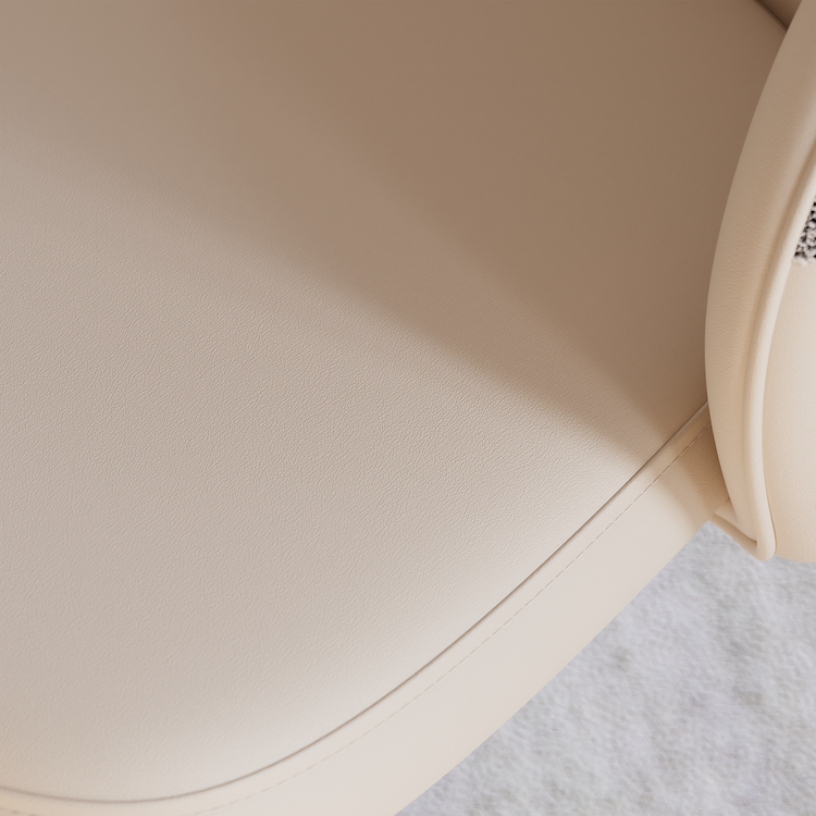 2 Pack Minimalist Cream PU Leather & Chenille Mixed Dining Chairs with Tall Back & Pencil Legs