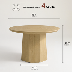 Table shows 43.3 inches width and 29.5 inches height