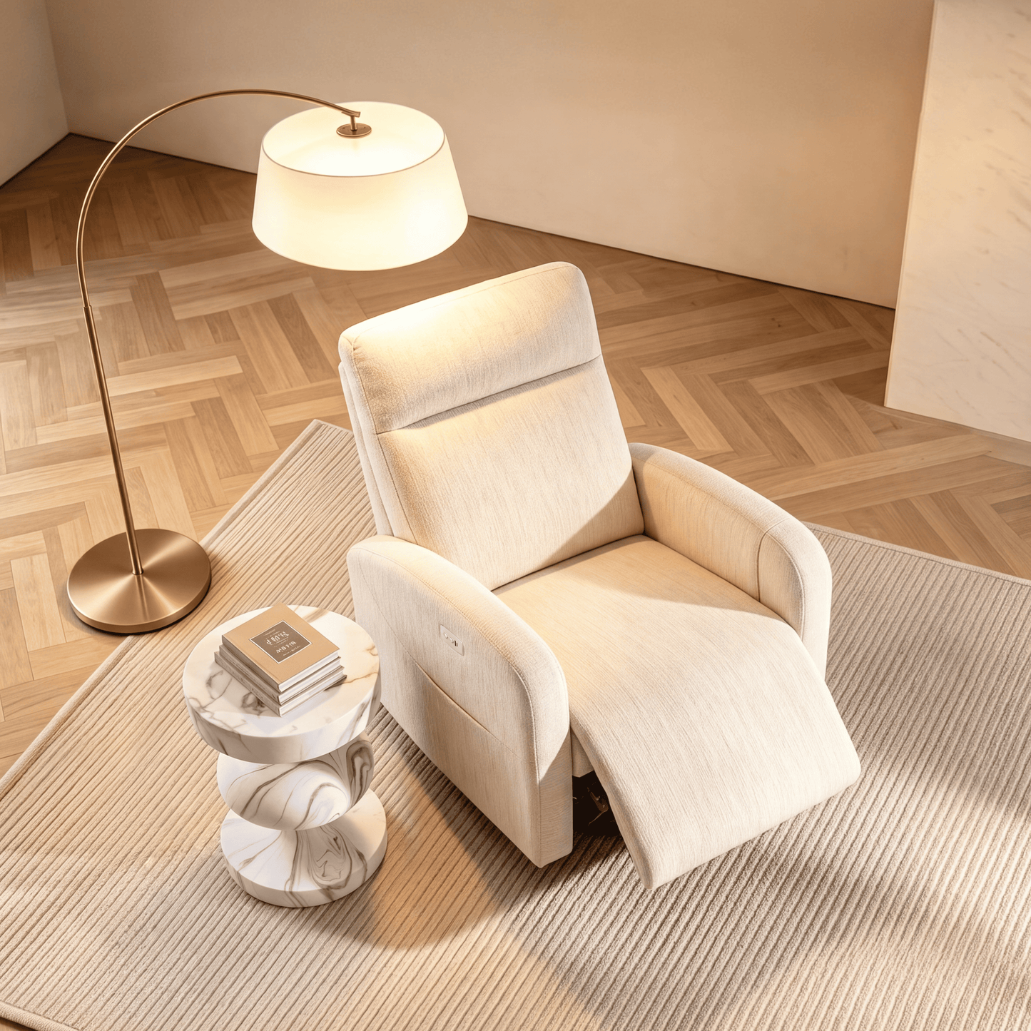 [Pre-Sale] Vase Pedestal Round Side Table - White Marble-Look Finish