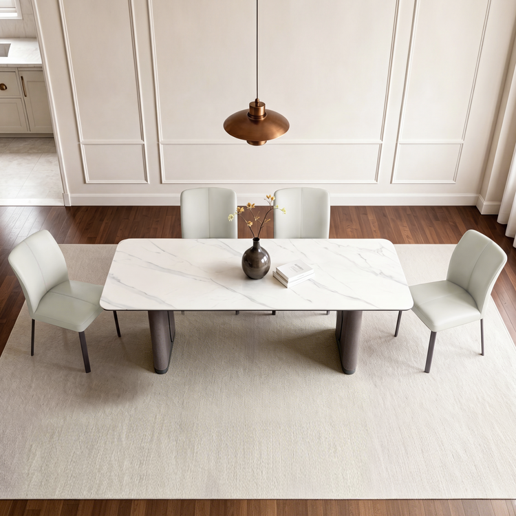 2-Pack White PVC Dining Chairs with Double Half Stitch Detailing