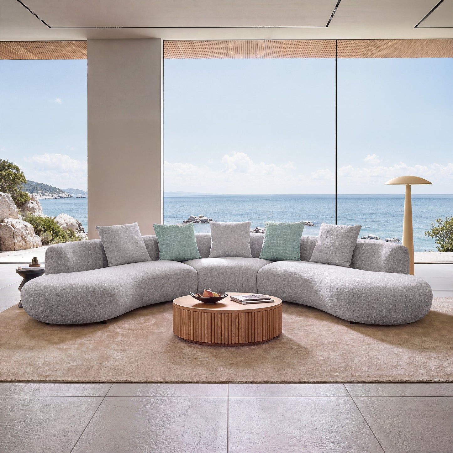 [Pre-Sale] Modern Organic Curved Boucle Sofa Large Modular Sectional Couch - Grey