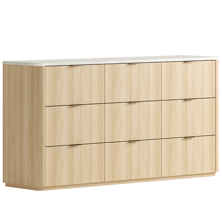 [Pre-sale] Travertine Fluted 9-Drawer Dresser, Natural