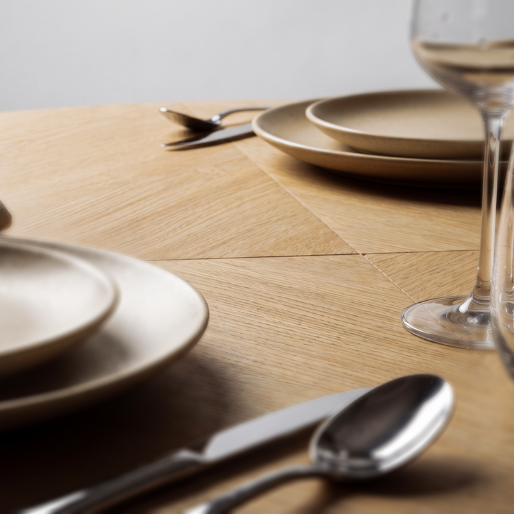 Arlo 43" Round Dining Table for 4 with Wooden Pedestal Base