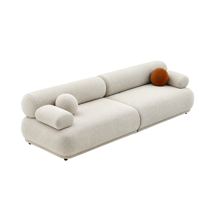 Sofá de 3 plazas de terciopelo beige | Sofá modular italiano moderno