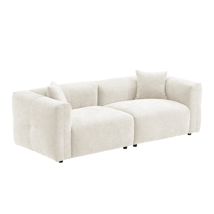 Beige Velvet 2-Seater Sofa | Modern Italian Modular Loveseat