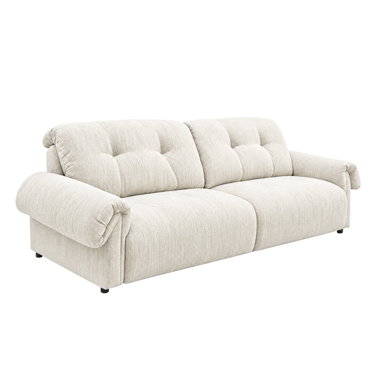 112.2" Cloud Sofa, Modern Italian Chenille Couch with Pillow Arms, Deep Seats & Down-Blend Cushions, Cream