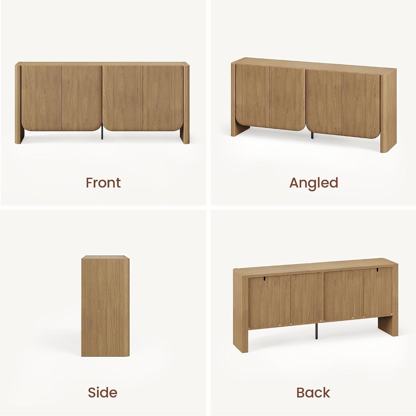 70" Sideboard Cabinet with Storage, 4 Doors Buffet Cabinet