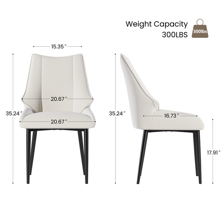 [Pre-Sale] 2 Pack Modern Cream Faux Leather Dining Chairs, Winged High Back & Thick Cushion Pads