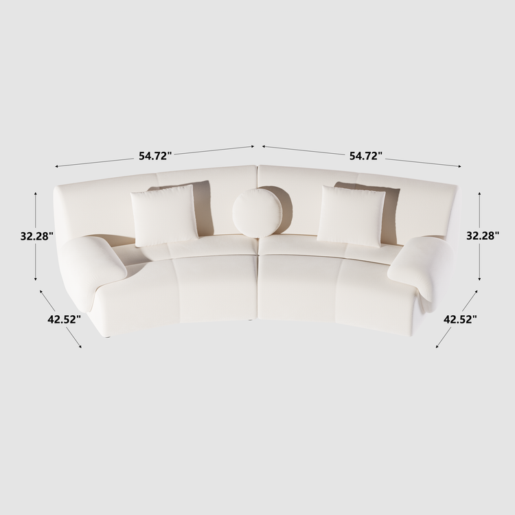 [Pre-Sale] Bamboo-Segment Design Curved Sofa, 109.4" Loveseat Modular Chenille Sectional, Cream