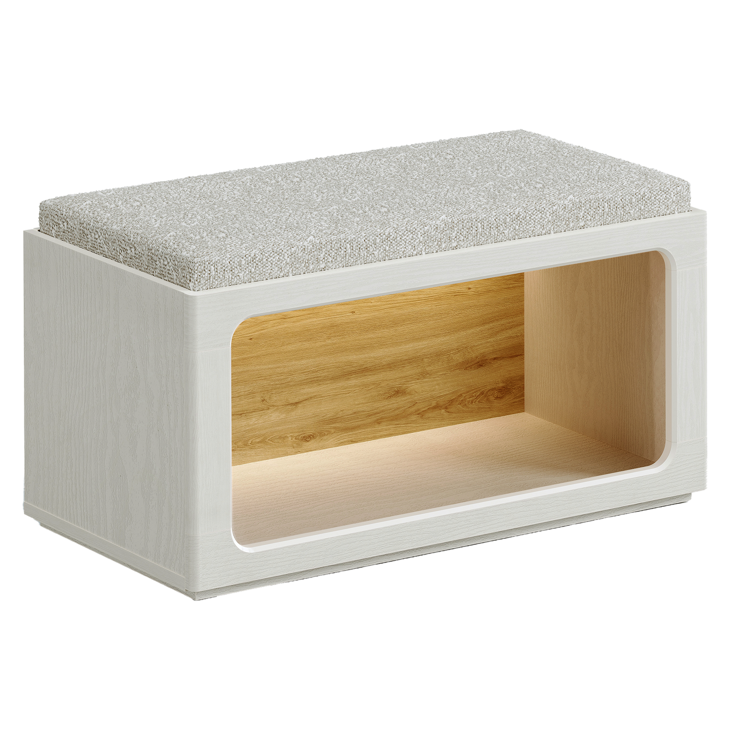 FlexMod 31.5" Modular Entryway Shoe Bench with 3-Color LED Light & Cushioned Seat