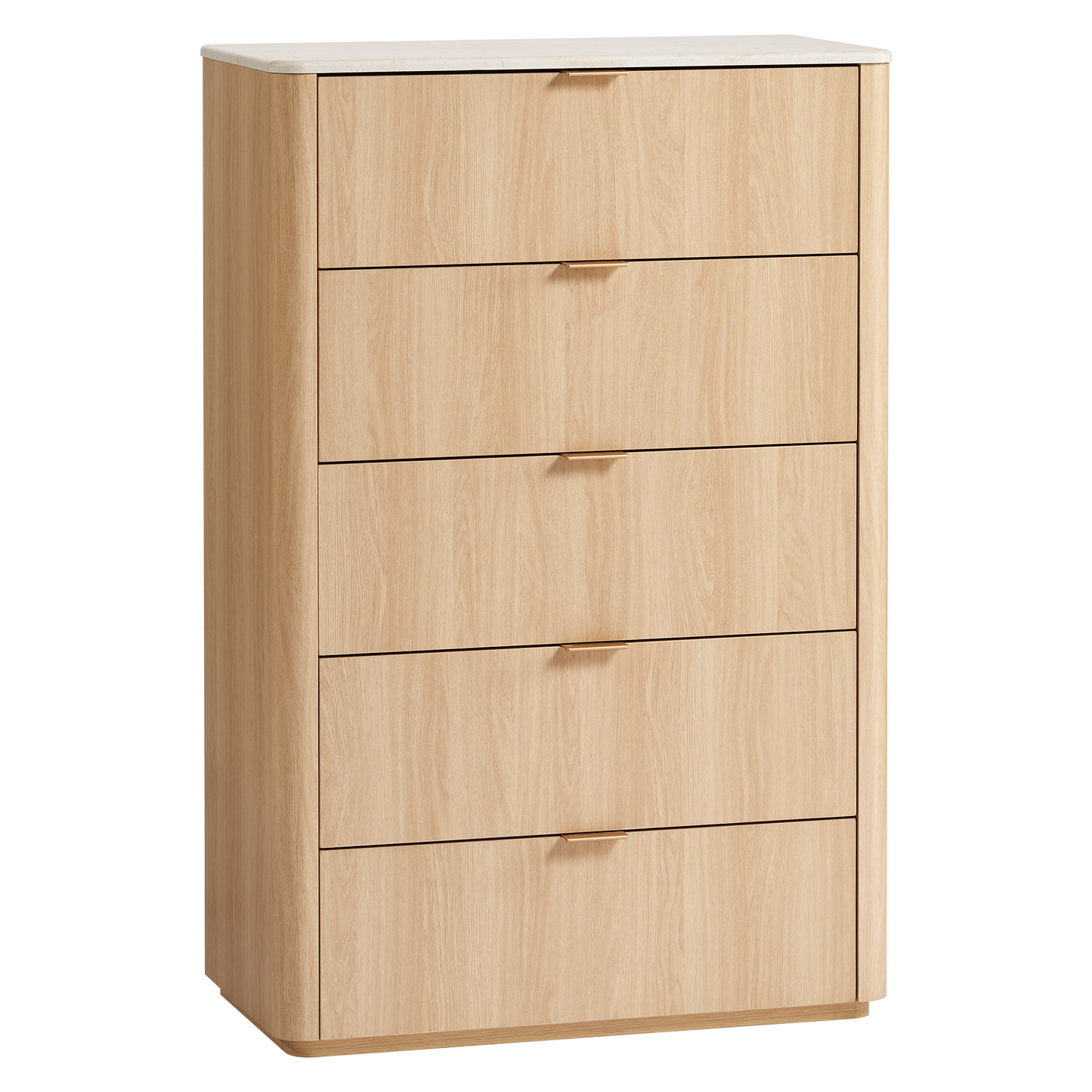48" Tall 5 Deep Drawer Dresser for Bedroom, Modern Chest of Drawers with Faux Travertine Top