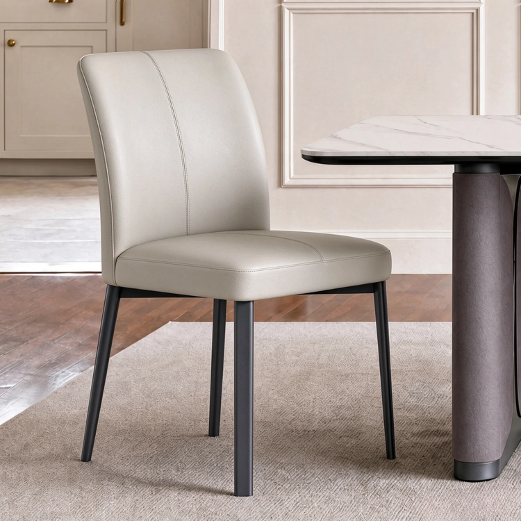 2-Pack White PVC Dining Chairs with Double Half Stitch Detailing