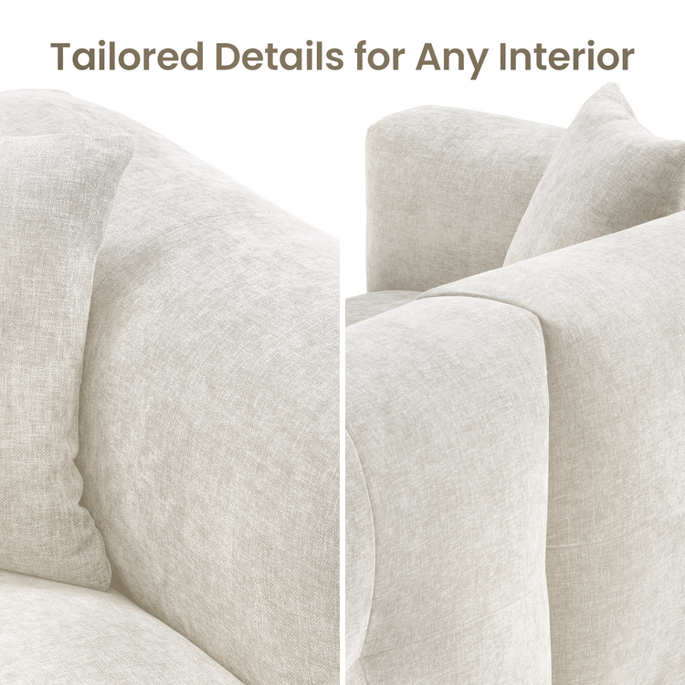 Beige Velvet 3-Seater Sofa | Modern Italian Modular Couch