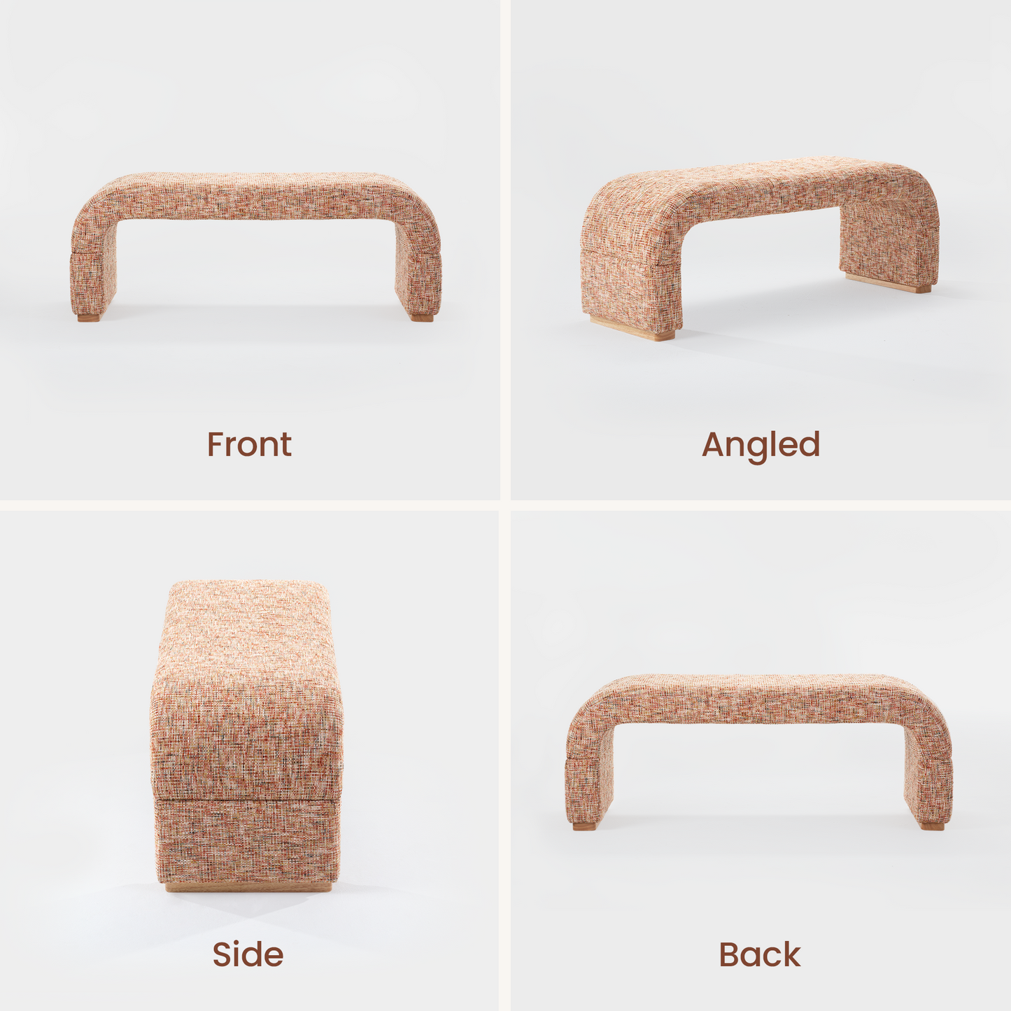 Dione Curved U-Shaped Ottoman Bench, Canyon Dawn Red