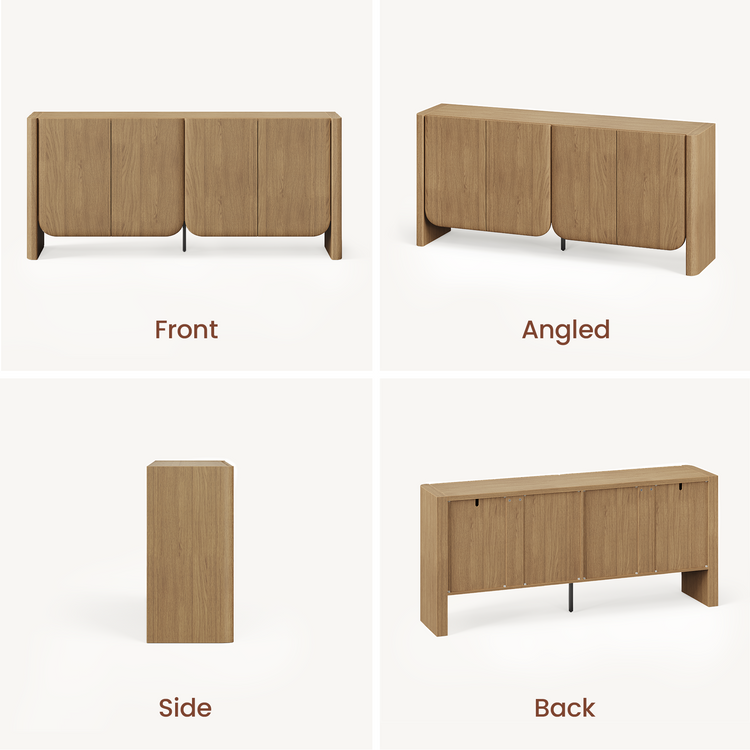 [Pre-Sale] 70 Inch Curved Edge Sideboard Accent Cabinet with 4 Storage Doors